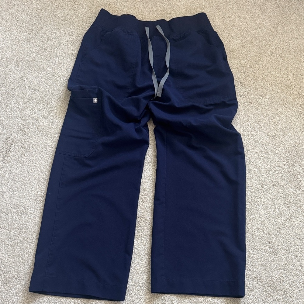 Figs Isabella Wide Leg Navy Scrub Pants
